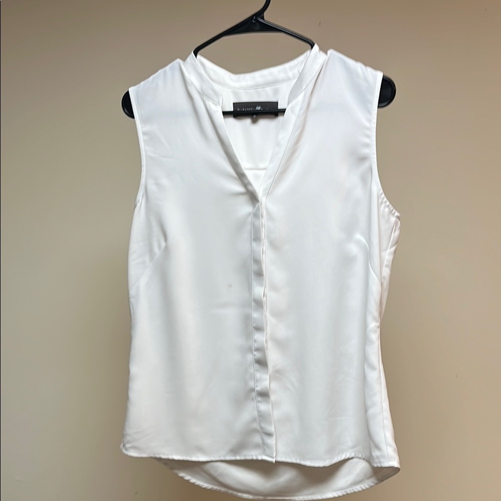 Unstainable Archer White Sleeveless Button Up Top